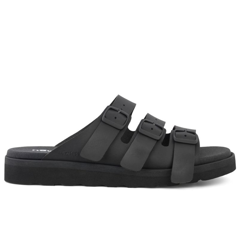 New Feet Slippers med tre remmar, svart